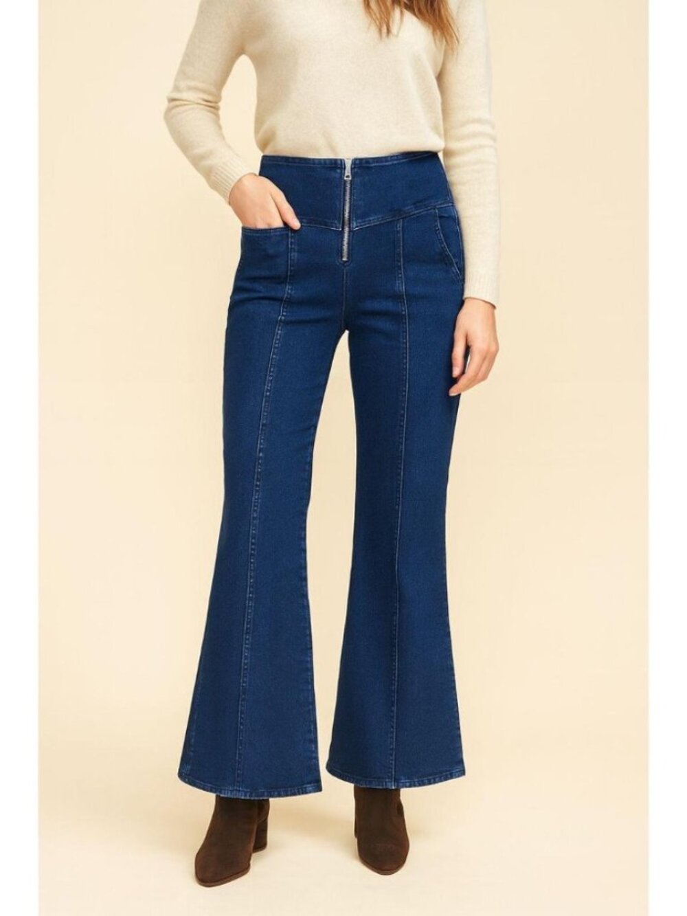 Pilcro by Anthropologie Wide Leg Raw Hem Blue Jeans - 31